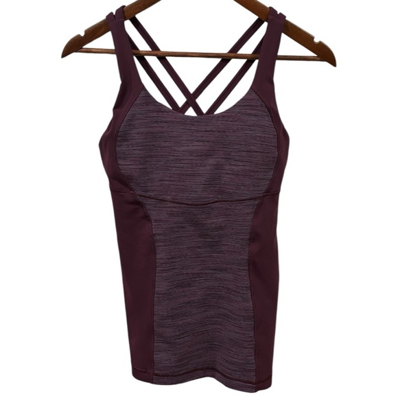 Lululemon Energy Tank Top Built-In Bra Burgundy Color Size 8 - Picture 3 of 9